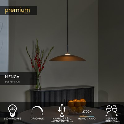 Lucide MENGA - Suspension - Ø 40 cm - LED Dim. - 1x11W 2700K - Ambre | Premium